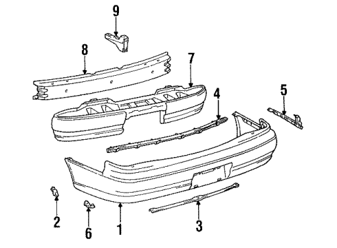 1994 Toyota Camry Rear Bumper Diagram 1 - Thumbnail