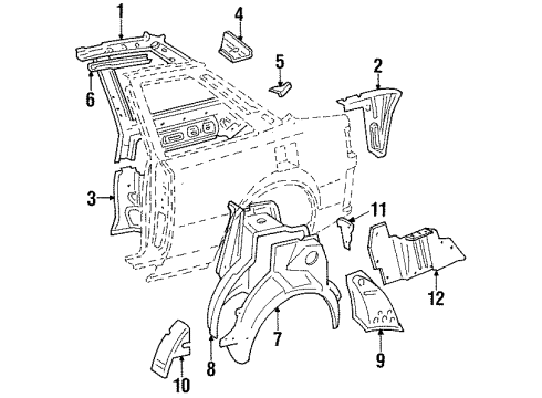1988 Toyota Celica Quarter Panel - Inner Structure & Rails Diagram 1 - Thumbnail