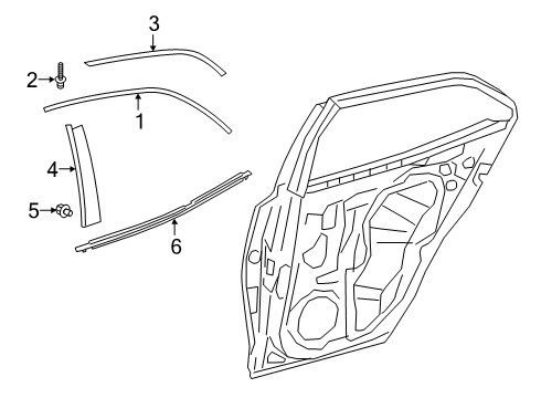 2022 Toyota Corolla Exterior Trim - Rear Door Diagram