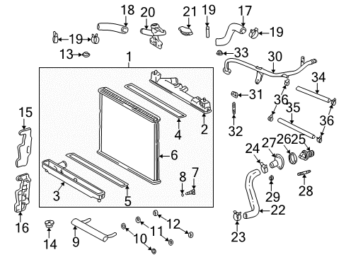 2006 Scion xA Radiator Assembly Diagram for 16400-21121