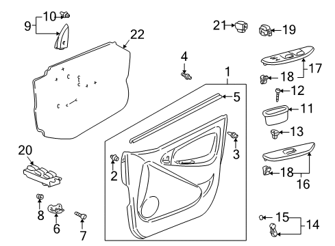 2004 Toyota Echo Interior Trim - Front Door Diagram