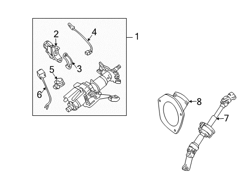 2008 Toyota Sienna Steering Column, Steering Wheel & Trim Diagram 1 - Thumbnail