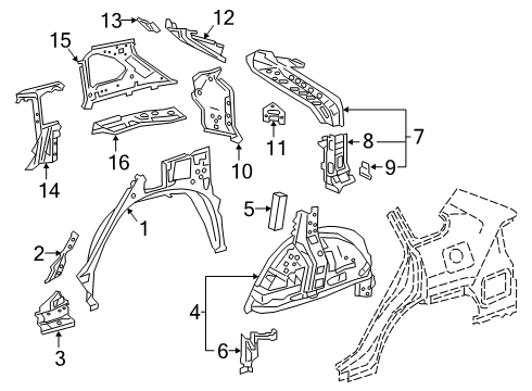 2023 Toyota RAV4 Prime Inner Structure - Quarter Panel Diagram