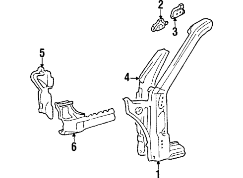 1997 Toyota Paseo Hinge Pillar Diagram 1 - Thumbnail