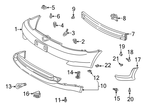 2000 Toyota Echo Front Bumper Diagram