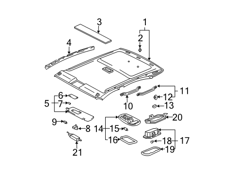 2003 Toyota Avalon Sunvisor, Passenger Side Diagram for 74310-AC261-A0