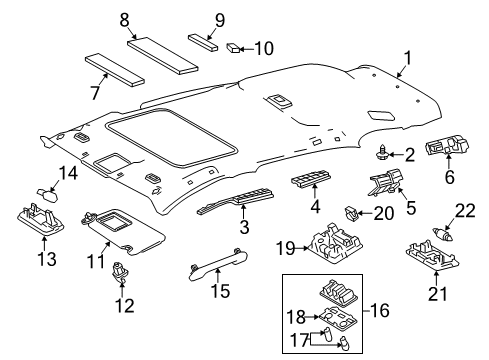 2016 Toyota RAV4 Sunvisor, Black, Passenger Side Diagram for 74310-42493-C0