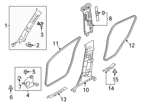 2016 Scion iA Interior Trim - Pillars, Rocker & Floor Diagram