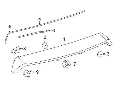 2012 Toyota Prius C Lift Gate - Spoiler Diagram