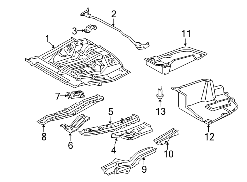 2012 Toyota Highlander Rear Body - Floor & Rails Diagram