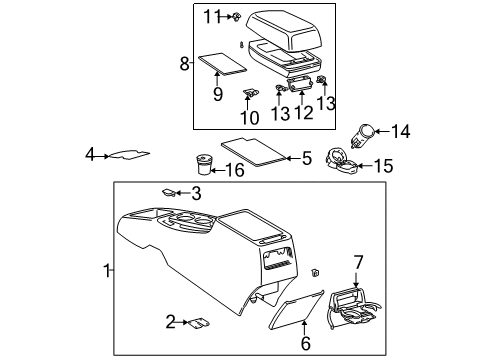 2004 Toyota Matrix Center Console, Front Console Diagram