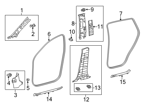 2023 Toyota RAV4 Prime Interior Trim - Pillars Diagram