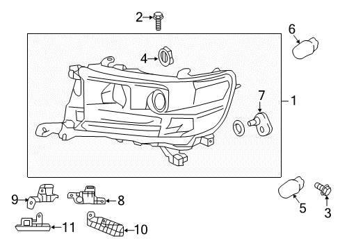2017 Toyota Land Cruiser Headlamps, Headlamp Washers/Wipers Diagram