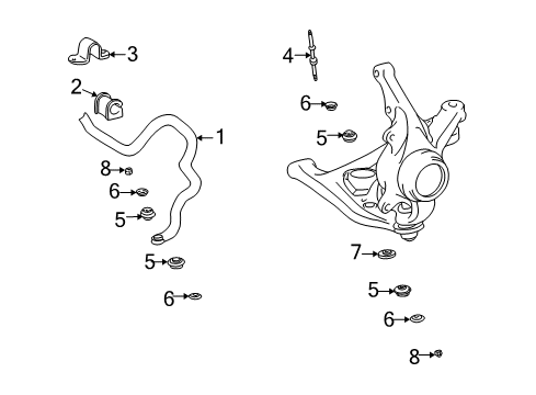 2006 Scion xA Stabilizer Bar & Components - Front Diagram