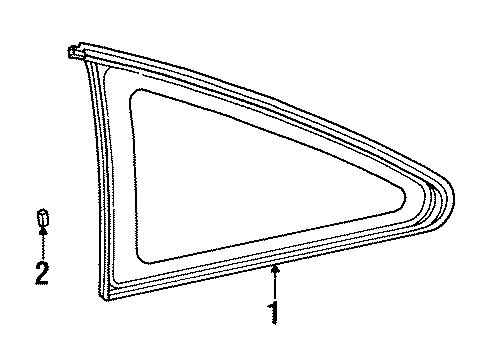 1996 Toyota Paseo Quarter Panel - Glass & Hardware Diagram