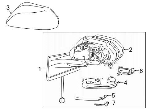 2021 Toyota Prius AWD-e Outside Mirrors Diagram