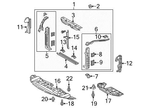 2020 Toyota Sienna Radiator Support, Splash Shields Diagram