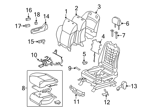 Bracket, Front Seat Cushion, Passenger Side Diagram for 71121-60140