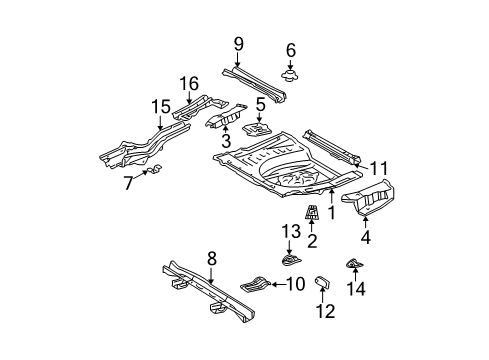 2004 Toyota Highlander Rear Body - Floor & Rails Diagram