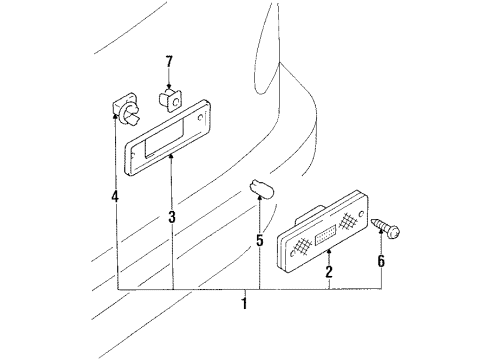 1990 Toyota Corolla Side Marker Lamp, Passenger Side Diagram for 81750-16020