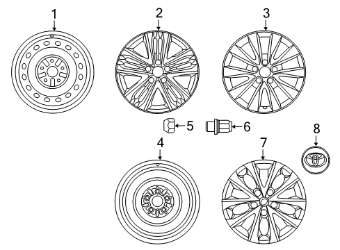 2016 Toyota Camry Wheels, Covers & Trim Diagram