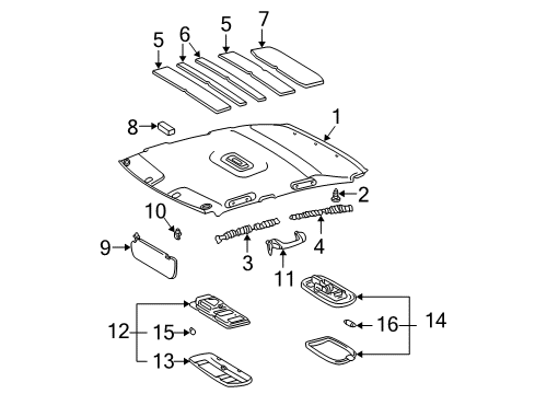 2007 Toyota Corolla Interior Trim - Roof Diagram