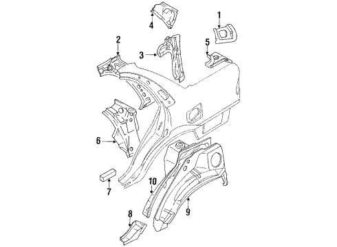 1990 Toyota Corolla Quarter Panel - Inner Components Diagram 3 - Thumbnail