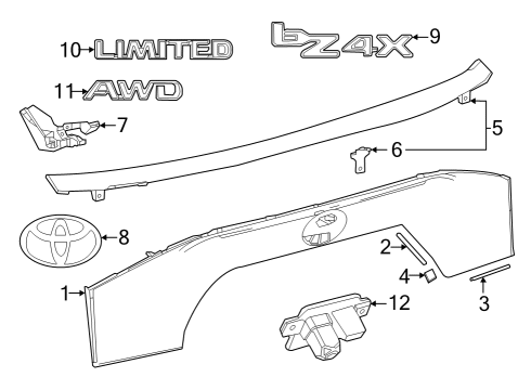2023 Toyota bZ4X Exterior Trim - Lift Gate Diagram