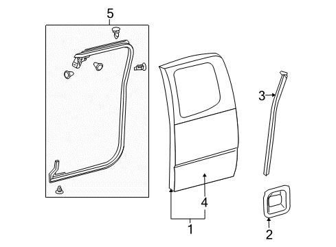 2014 Toyota Tacoma Rear Door & Components, Exterior Trim, Body Diagram 2 - Thumbnail