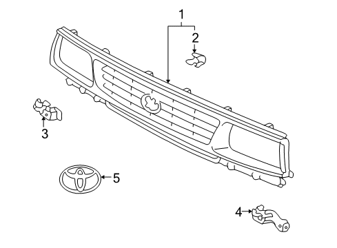 1996 Toyota Tacoma Grille & Components Diagram 1 - Thumbnail
