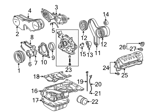 2004 Toyota Sienna Engine Parts, Mounts, Cylinder Head & Valves, Camshaft & Timing, Oil Pan, Oil Pump, Crankshaft & Bearings, Pistons, Rings & Bearings Diagram