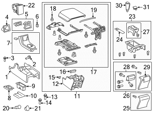 2011 Toyota Tundra Center Console, Red, Rear Diagram for 58910-0C161-C0
