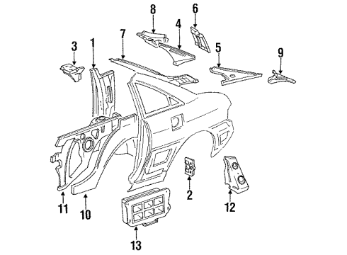 1994 Toyota MR2 Inner Components - Quarter Panel Diagram