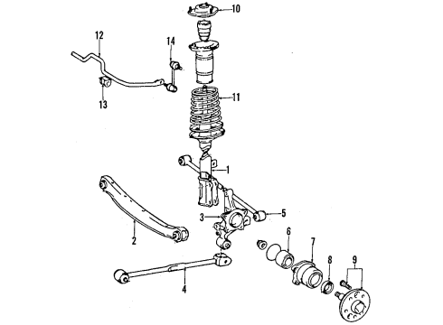 1993 Toyota Celica Rear Suspension Components, Stabilizer Bar Diagram