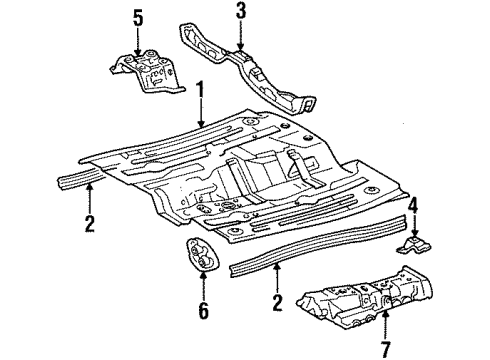 1993 Toyota Tercel Center Pillar & Rocker, Hinge Pillar, Floor Diagram