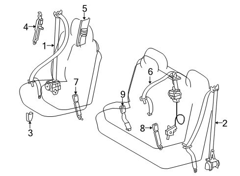 2019 Toyota Tundra Lap & Shoulder Belt, Passenger Side Diagram for 73301-0C042-C0