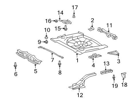 2015 Scion xB Rear Body - Floor & Rails Diagram