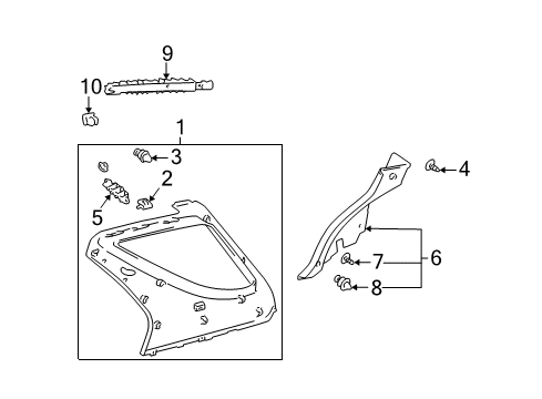 Clip(For Luggage Compartment Trim Inner Cover) Diagram for 90467-05105-C0