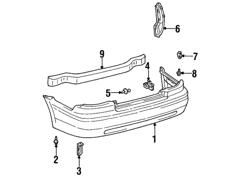 1996 Toyota Paseo Rear Bumper Diagram