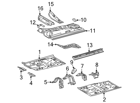 2009 Toyota Yaris Pillars, Rocker & Floor - Floor & Rails Diagram