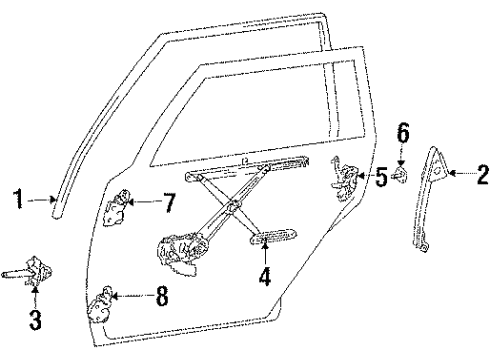 1984 Toyota Camry Run Channel, Rear Diagram for 68142-32010
