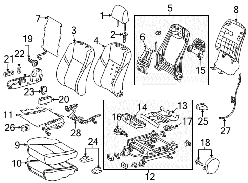 2013 Toyota Avalon Passenger Seat Components Diagram 1 - Thumbnail