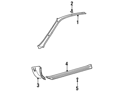 1996 Toyota Paseo Interior Trim - Pillars, Rocker & Floor Diagram