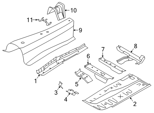 2024 Toyota GR Supra Floor & Rails Diagram