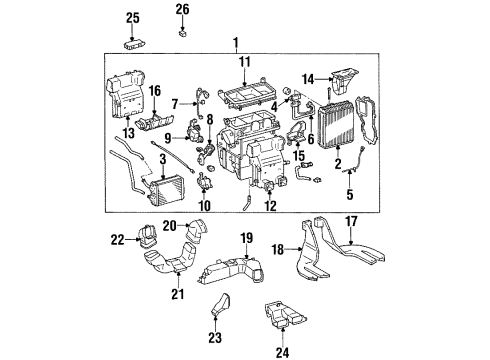 1999 Toyota Avalon A/C Evaporator & Heater Components Diagram
