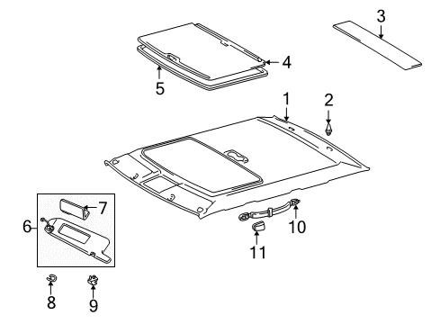 1997 Toyota Camry Interior Trim - Roof Diagram