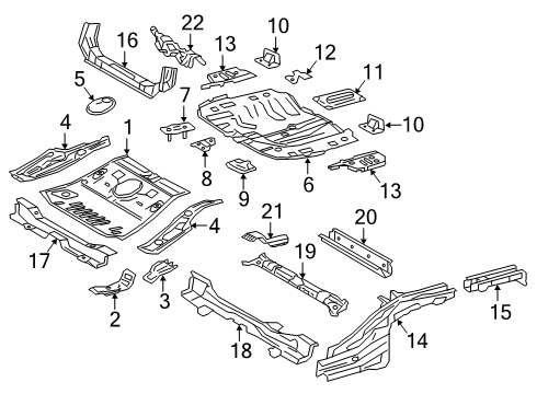 2021 Toyota Prius AWD-e Rear Floor & Rails Diagram