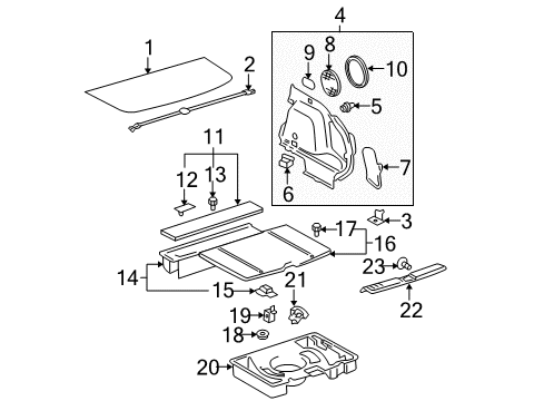 2004 Toyota Matrix Interior Trim - Rear Body Diagram
