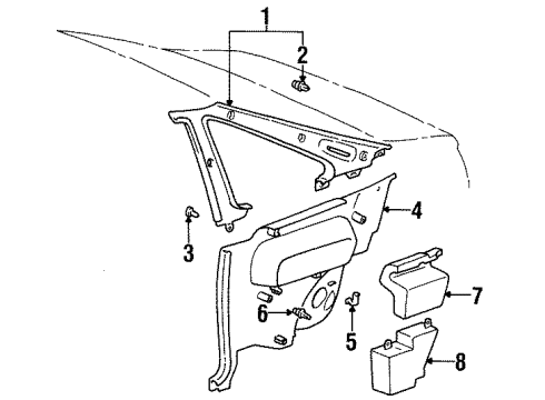 1996 Toyota Paseo Interior Trim - Quarter Panels Diagram