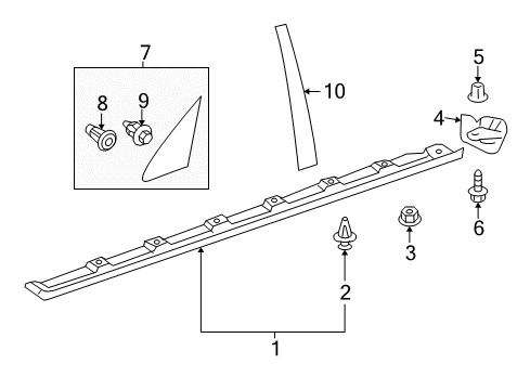 2004 Toyota Corolla Exterior Trim - Pillars, Rocker & Floor Diagram 1 - Thumbnail
